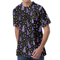 Wizard Hat Pattern Print Men's Velvet T-Shirt