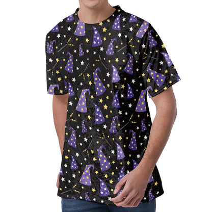 Wizard Hat Pattern Print Men's Velvet T-Shirt