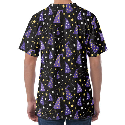 Wizard Hat Pattern Print Men's Velvet T-Shirt