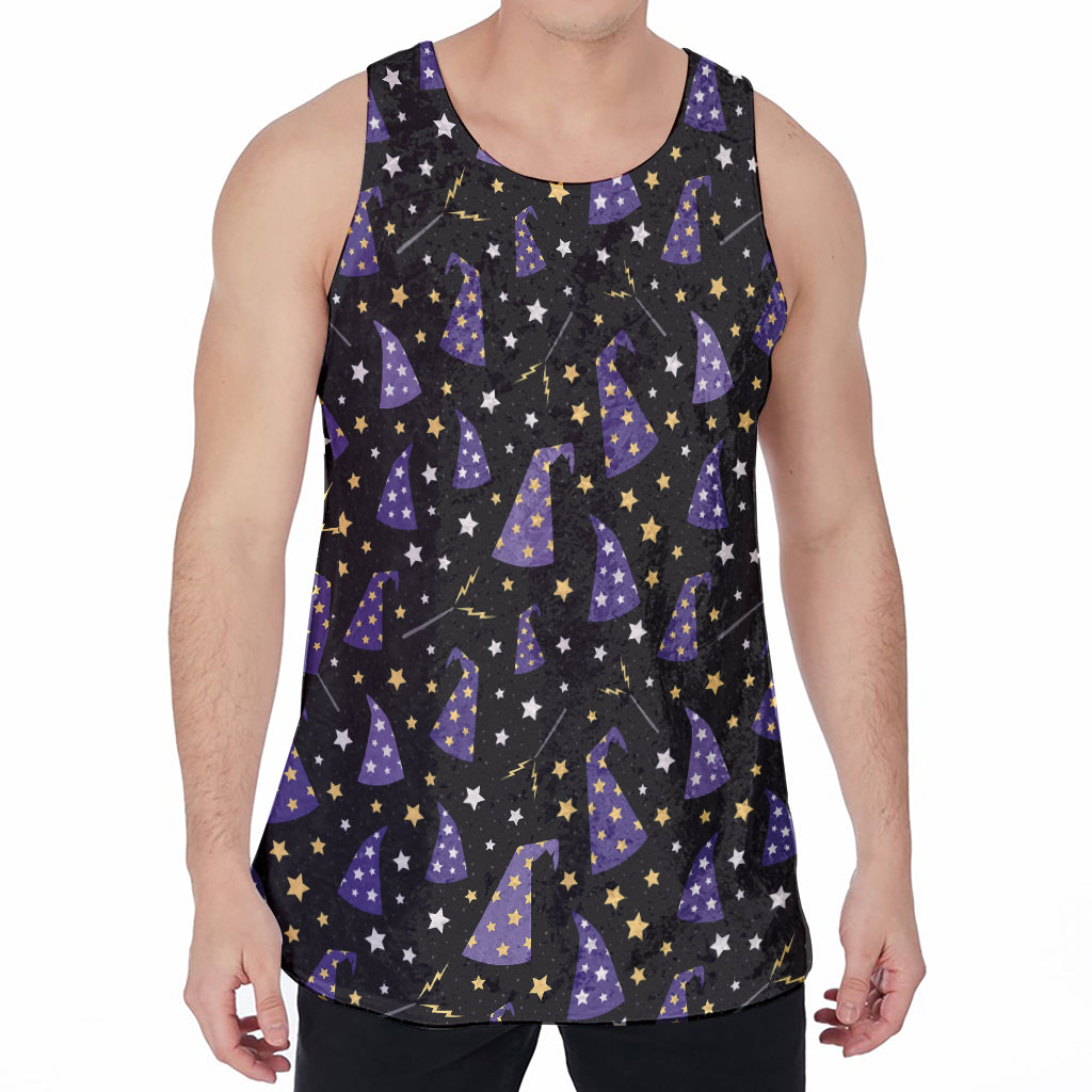 Wizard Hat Pattern Print Men's Velvet Tank Top