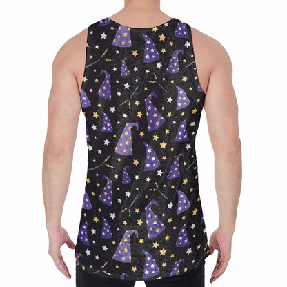 Wizard Hat Pattern Print Men's Velvet Tank Top