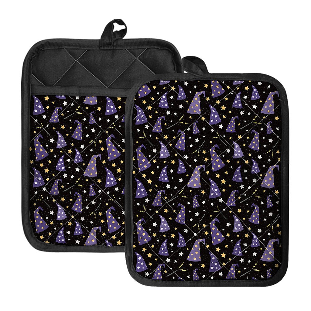 Wizard Hat Pattern Print Pot Holders With Pocket