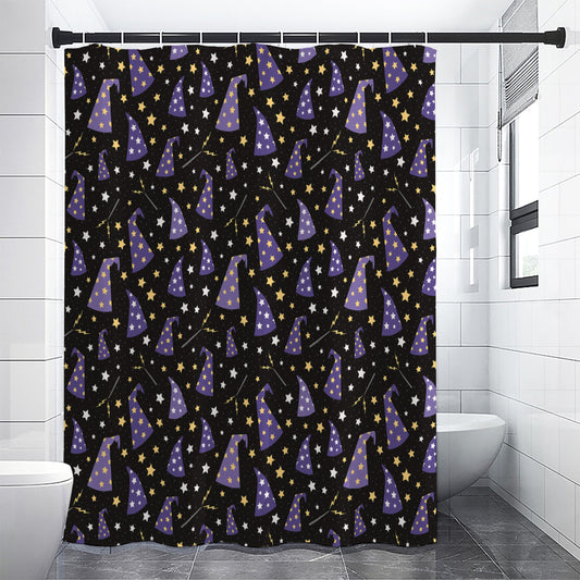 Wizard Hat Pattern Print Premium Shower Curtain
