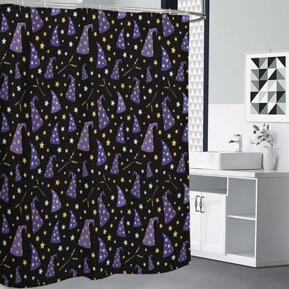 Wizard Hat Pattern Print Premium Shower Curtain