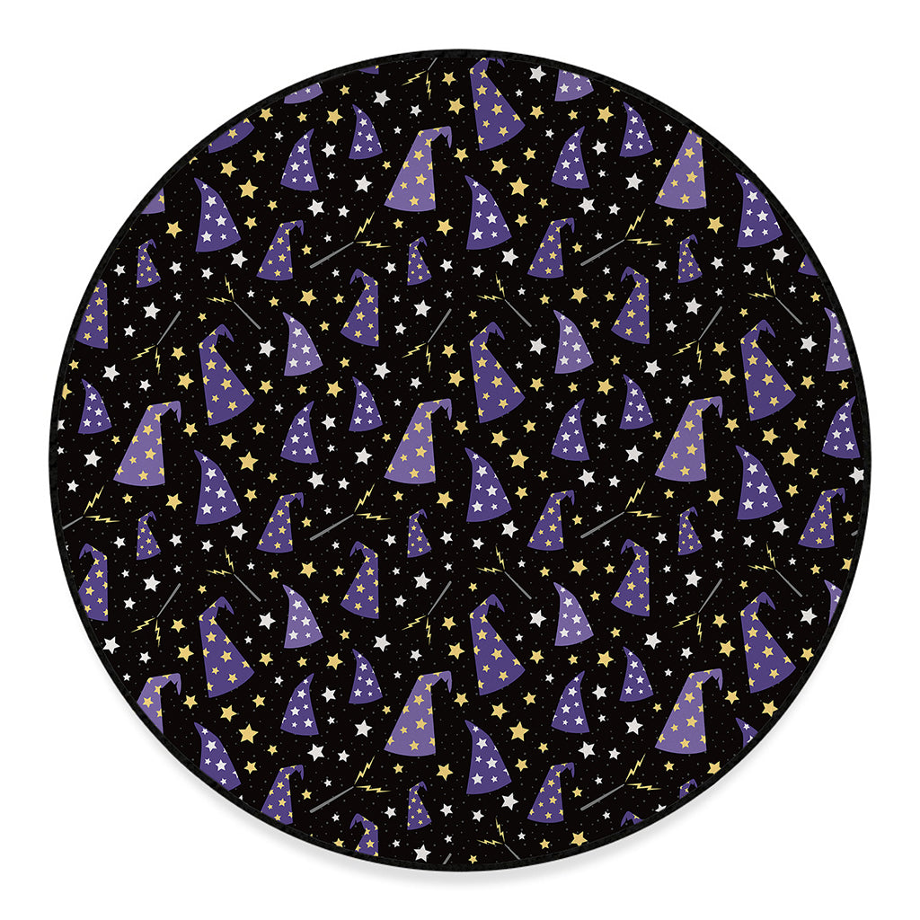 Wizard Hat Pattern Print Round Floor Mat