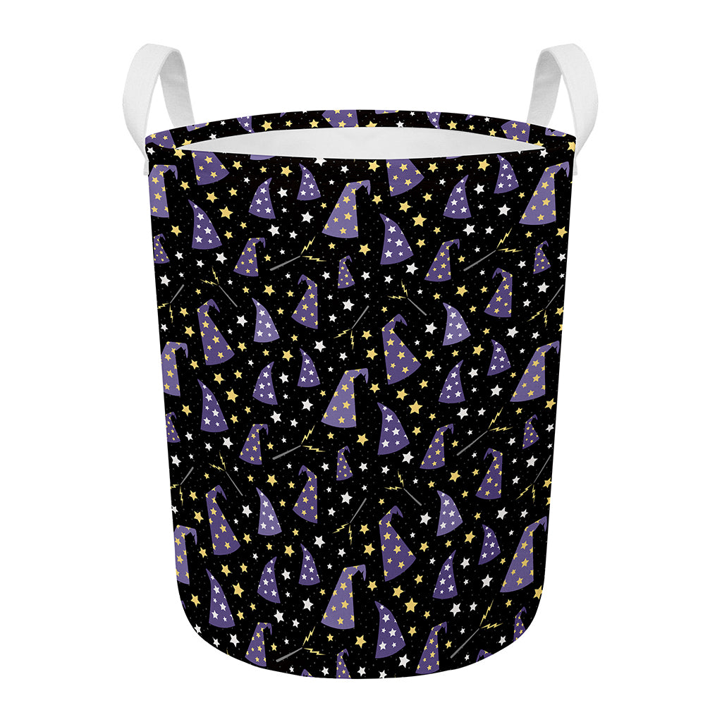 Wizard Hat Pattern Print Round Laundry Basket