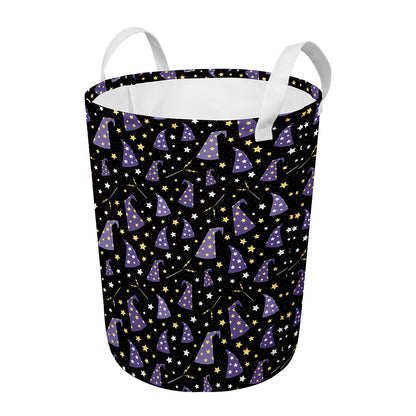 Wizard Hat Pattern Print Round Laundry Basket