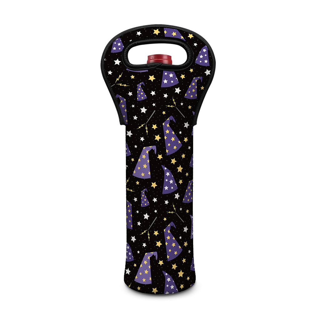 Wizard Hat Pattern Print Single Neoprene Wine Tote