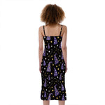 Wizard Hat Pattern Print Slim Fit Midi Cami Dress
