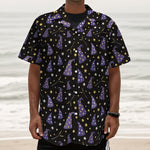 Wizard Hat Pattern Print Textured Short Sleeve Shirt