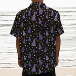 Wizard Hat Pattern Print Textured Short Sleeve Shirt