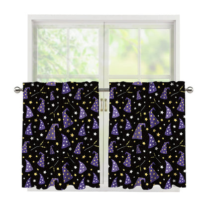Wizard Hat Pattern Print Tier Curtains