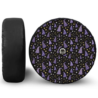 Wizard Hat Pattern Print Tire Cover With Camera Hole