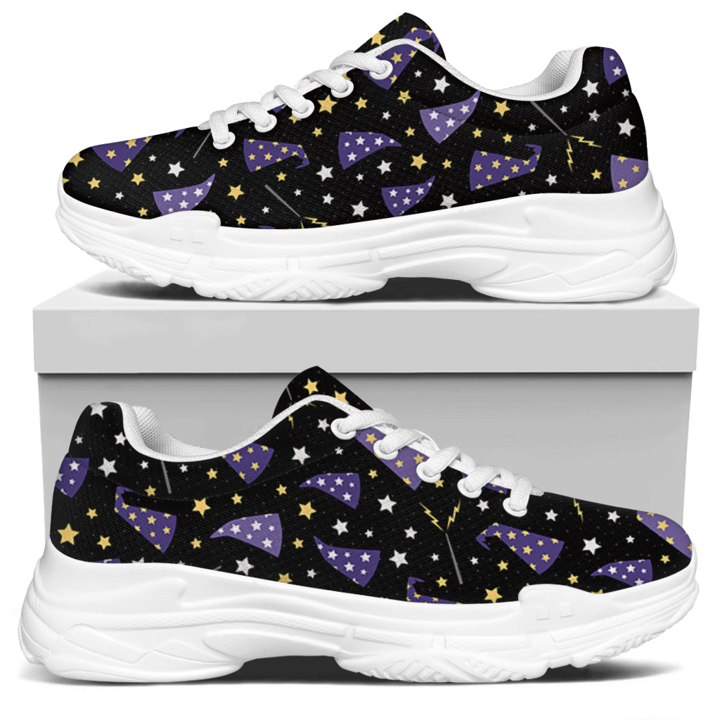 Wizard Hat Pattern Print White Chunky Shoes