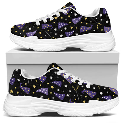 Wizard Hat Pattern Print White Chunky Shoes
