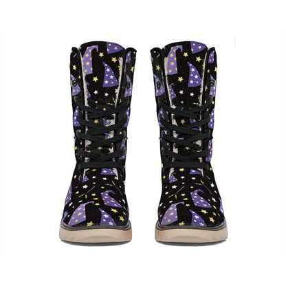 Wizard Hat Pattern Print Winter Boots