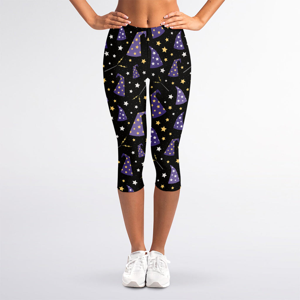 Wizard Hat Pattern Print Women's Capri Leggings