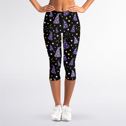 Wizard Hat Pattern Print Women's Capri Leggings