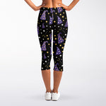 Wizard Hat Pattern Print Women's Capri Leggings