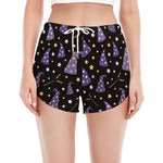 Wizard Hat Pattern Print Women's Split Running Shorts