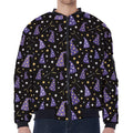 Wizard Hat Pattern Print Zip Sleeve Bomber Jacket
