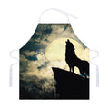 Wolf Howling At The Full Moon Print Adjustable Apron