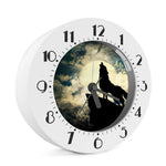 Wolf Howling At The Full Moon Print Alarm Clock
