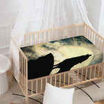 Wolf Howling At The Full Moon Print Baby Crib Sheet