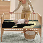 Wolf Howling At The Full Moon Print Baby Crib Sheet