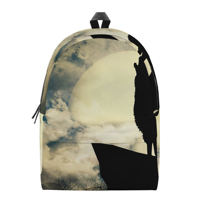 Wolf Howling At The Full Moon Print Backpack