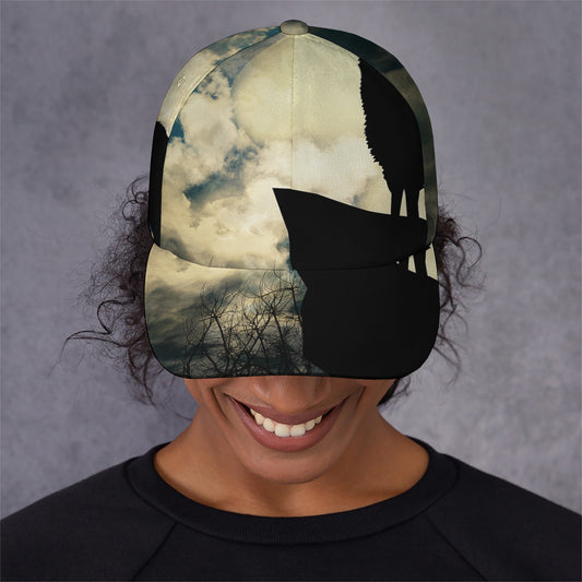 Wolf Howling At The Full Moon Print Baseball Cap