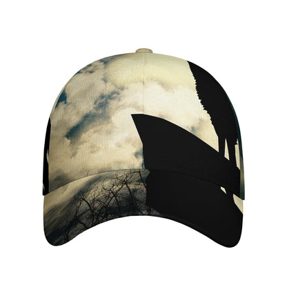Wolf Howling At The Full Moon Print Baseball Cap