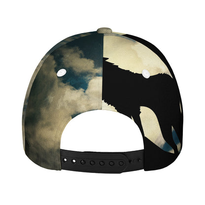 Wolf Howling At The Full Moon Print Baseball Cap