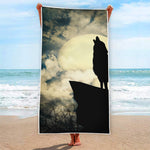 Wolf Howling At The Full Moon Print Beach Towel