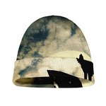 Wolf Howling At The Full Moon Print Beanie