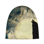 Wolf Howling At The Full Moon Print Beanie