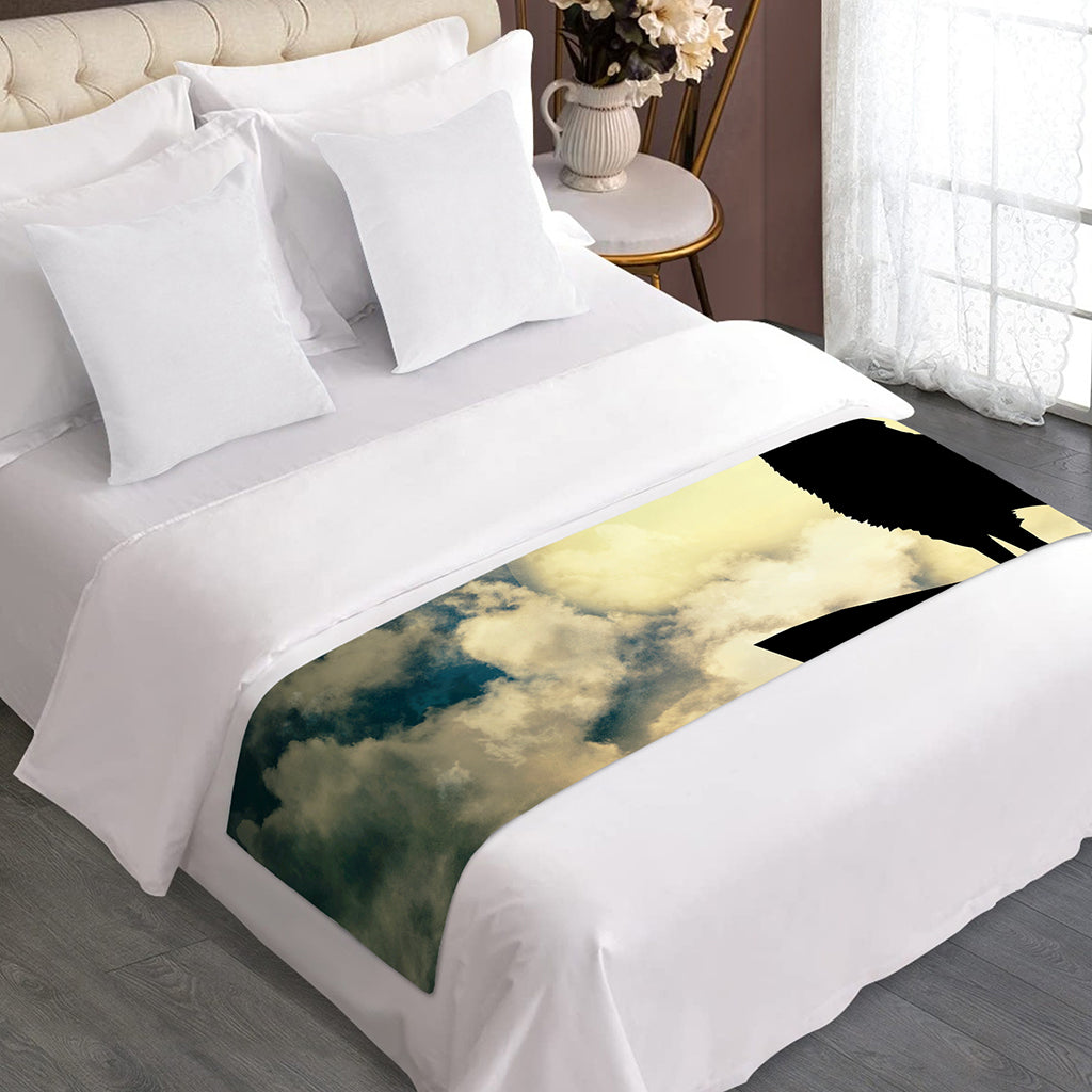 Wolf Howling At The Full Moon Print Bed Runner