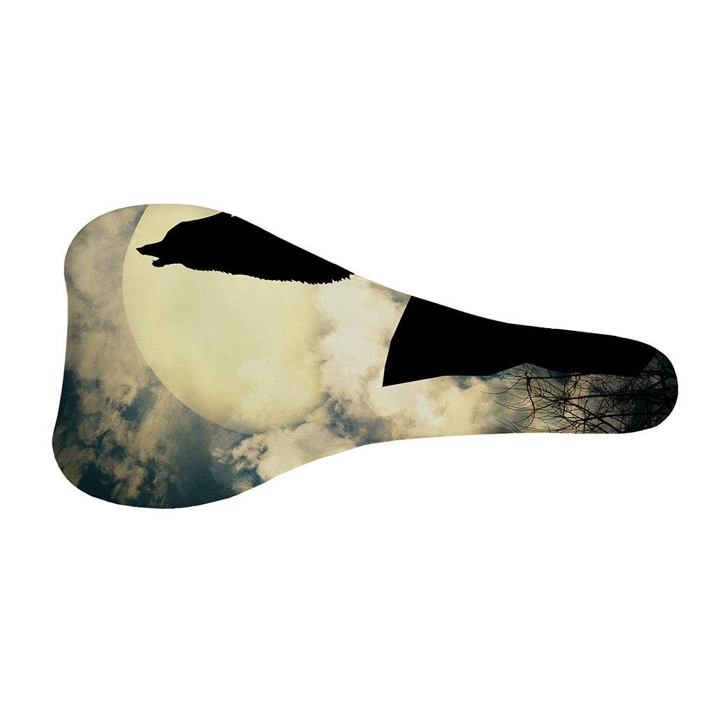 Wolf Howling At The Full Moon Print Bicycle Seat Cover