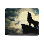 Wolf Howling At The Full Moon Print Bifold Wallet