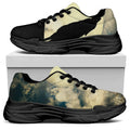 Wolf Howling At The Full Moon Print Black Chunky Shoes
