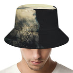 Wolf Howling At The Full Moon Print Bucket Hat