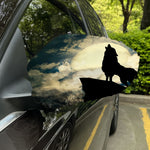 Wolf Howling At The Full Moon Print Car Side Mirror Covers