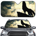 Wolf Howling At The Full Moon Print Car Windshield Sun Shade