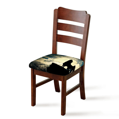 Wolf Howling At The Full Moon Print Chair Cushion Cover