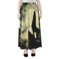 Wolf Howling At The Full Moon Print Chiffon Maxi Skirt