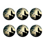 Wolf Howling At The Full Moon Print Coaster Set