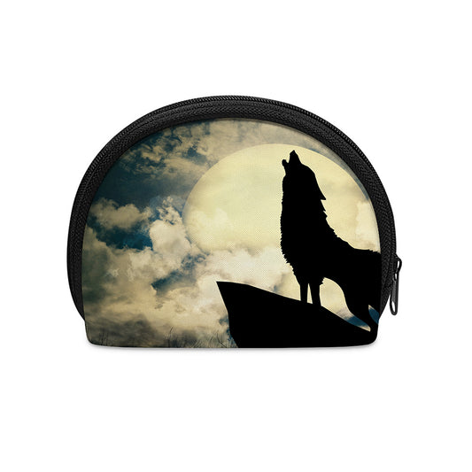 Wolf Howling At The Full Moon Print Coin Purse