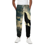Wolf Howling At The Full Moon Print Cotton Pants