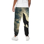 Wolf Howling At The Full Moon Print Cotton Pants