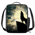 Wolf Howling At The Full Moon Print Crossbody Lunch Bag